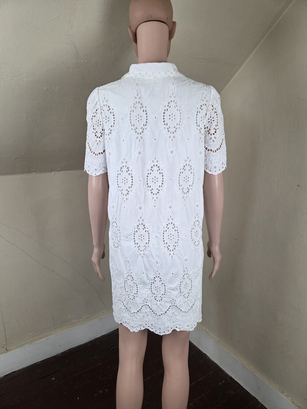 Sézane‎ Elvina Eyelet Embroidered Shirt Dress White EU 42 Runs Small - Picture 8 of 13